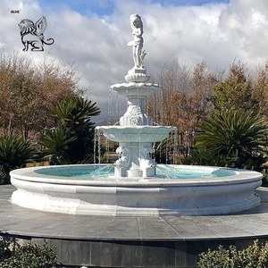 Fontaine à trois niveaux en marbre blanc classique européen sculptée à la main BLVE, sculpture figurative pour villa, complexe hôtelier, parc extérieur - Product Image 3