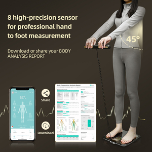 Balance connectée intelligente pour le corps, avec 8 électrodes en verre, fonction professionnelle, poids et <span class=keywords><strong>composition</strong></span> corporelle, max 180 kg, balance intelligente pour le corps - Product Image 3