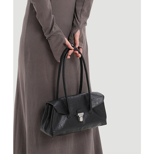 Women's Genuine Leather Boston <b>Bowling</b> Bag Fashion Zipper Closure High-end Two Straps for Daily Commute - Product Image 4