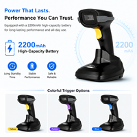 Lecteur de codes-barres 2D sans fil Holyhah A66DZ 2.4G avec socle de charge, base sans fil, scanner mains libres pour supermarché