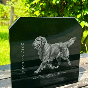 Lapide in Granito Naturale per Cani e Gatti, Design Moderno Personalizzato, Scultura Commemorativa in Pietra - Product Image 1