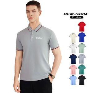 เสื้อโปโลผู้ชายแขนสั้นคอปกถักสไตล์เกาหลีทรงเข้ารูปลายทางลำลองสำหรับฤดูร้อน รับทำโลโก้ OEM - Product Image 4