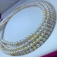 Collier de perles Akoya d'eau de mer du Japon couleur bonbon 6.5-7mm