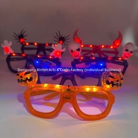 Lunettes lumineuses LED d'Halloween en plastique noir, motif araignée, crâne effrayant, citrouille, accessoires de fête, articles lumineux, verres TAC