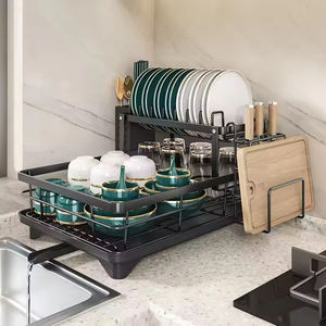 Kitchen Storage Rack Small Household Double Tier Drain Dish <b>Pan</b> Pot Rack Eco-Friendly Multifunction Cleaning Tools Metal - Product Image 2
