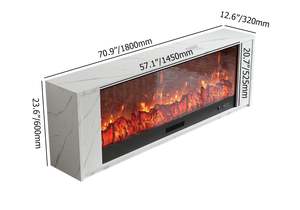 Cheminée électrique <span class=keywords><strong>en</strong></span> bois d'ingénierie moderne AJUNION, support <span class=keywords><strong>TV</strong></span>, chaleur réglable, luminosité de la flamme personnalisable avec télécommande - Product Image 6
