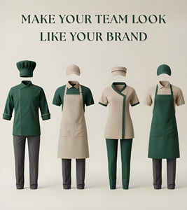 Nuevo Uniforme de Chef con Logotipo Impreso, Transpirable, de Punto Dobby, Poliéster/Spandex, Manga Corta, para Uso en Restaurantes, de Alta Gama - Product Image 1