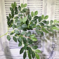 LE-23 88cm 리얼리틱 실크 로즈 리프 스템 플라워리스 인조 그린리 브랜치 웨딩 및 DIY 프로젝트용
