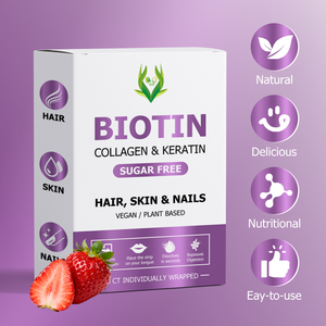 Tiras orales de biotina ODM OEM con folato que favorecen la salud del cabello, la piel y las uñas. Tiras orales de biotina con vitamina E. - Product Image 5