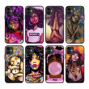 Women Magic Melanin Mobile Phone Case Accessories Fashion Black Girl Back Cover For Ipho Xr Xs Max 12 13 14 Plus 15 Pro Max