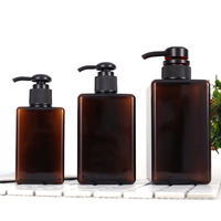 Bouteille pompe carrée en PET transparente ou ambrée de 100 ml, 150 ml, 250 ml, 650 ml, flacon vide en plastique pour lotion, shampoing, savon pour les mains