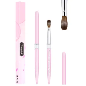 Pinceau à ongles en acrylique 100% Kolinsky de bonne qualité, pinceau en vison pour nail art, manche en bois, pinceau pour gel, outils de manucure, taille 8-16 - Product Image 1