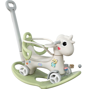 Produk baru 5 dalam 1 plastik untuk anak, kursi kuda goyang yang dapat diputar, mainan anak-anak, alat bantu jalan, mainan binatang - Product Image 2