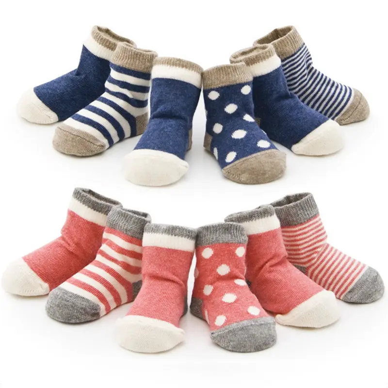 4 Pairs/Set Autumn Spring Boy Girl Cotton Striped Socks Children Winter Warm Thick Accessories Newborn Baby Socks For 0-3 Years