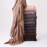 Khimar long malaisien en viscose, foulard hijab à franges froissées, tudung en rayonne, châles pashmina, voile de coton musulman pour femmes