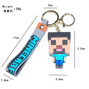 Pendentifs de sac Chongjie, génération 1, dessin animé 3D, jeu de sable, Minecrafted, porte-clés en PVC, porte-clés en caoutchouc 3D personnalisé Minecrafted - Product Image 5
