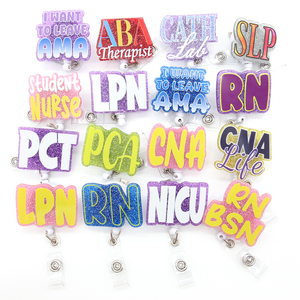 Portacredencial Retráctil de Acrílico con Letra RN con Purpurina y Diseño Personalizado, Serie Médica para Enfermera, Sujetador para Tarjeta de Identificación y <span class=keywords><strong>Nombre</strong></span>, Accesorios para Enfermería - Product Image 2