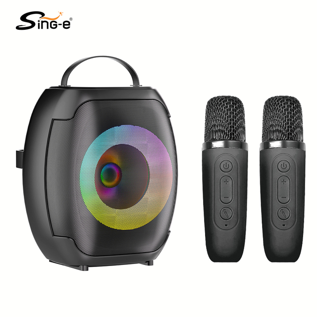 SING-E ZQS-W4107 4-inch Dual Microphone Karaoke Blue Tooth Speaker Multifunctional Portable Suitable for Indoor and Outdoor Use