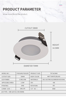 Luz LED de Techo para Gabinete, Luz Redonda para Debajo del Gabinete, Mini Luz de Techo de 3w