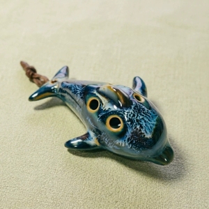 Ocarina de cerámica con forma de animal, 6 orificios, con cordón, instrumento de viento portátil para principiantes, para niños, aprendizaje musical - Product Image 3