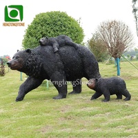 Statue d'ours noir grandeur nature en fibre de verre décorative pour zoo, statue d'animal en résine