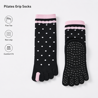 Chaussettes Pilates à cinq orteils, mi-mollet, mi-cuisse, en tricot, Spandex, Coton, Bambou, séchage rapide, respirantes, antibactériennes, antidérapantes