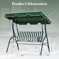 Balançoire de véranda pour enfants à 3 places, personnalisable, détachable, réglable, en métal, imperméable, pour extérieur, patio, jardin
