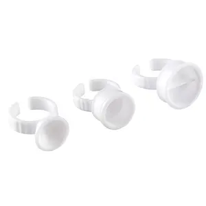 D 100PCS Einweg plastik Weiß Klein Mittel Groß Microb lading Pigment Ring Cup Augenbrauen Kosmetik Tattoo Tinten becher halter Für PMU