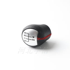 Pommeau de levier de vitesse en cuir pour Renault, design ergonomique, surpiqûres rouge, gris, noir, blanc - Product Image 4