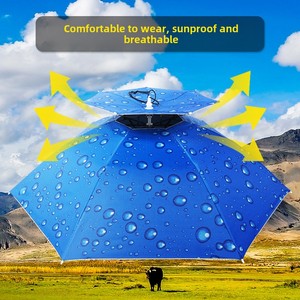 Chapeau de pêche double couche grande taille en gros, <span class=keywords><strong>personnalisable</strong></span>, avec parapluie 8 baleines, pliable manuellement en trois, <span class=keywords><strong>pare</strong></span>-<span class=keywords><strong>soleil</strong></span> 100 cm pour voyage et agriculteurs - Product Image 2