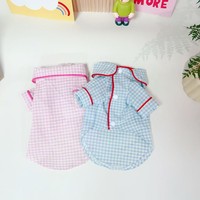 Ensemble de pyjamas pour animaux de compagnie en coton de style INS, chemise et pantalon rayés à l'effigie d'un ours mignon pour chiens et chats, vêtements de nuit respirants pour animaux de compagnie printemps été