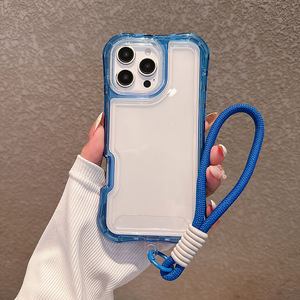 Combo Transparent 3 in 1 <strong>Case</strong> for <strong>iPhone</strong> 17 16 15 Pro Max <strong>4</strong> Corners Air Bag PC TPU Bumper Wrist <strong>Strap</strong> Heavy Duty Defender Cover - Product Image 3