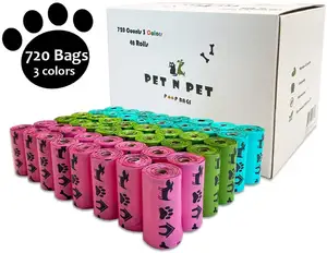 カラフルな香りの工場ペット用品堆肥化可能な使い捨てカスタムプリントゴミ袋ペット廃棄物バッグ犬のうんちバッグ