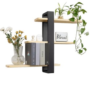 Wooden Wall Mounted <b>Shelf</b> 3 Tier Floating Bookshelf For Bedroom Plant Storage <b>Display</b> Rack Multipurpose Storage <b>Unit</b> - Product Image 4