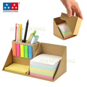 Zhengguang 2024 Boîte de papier de forme carrée pliable de bureau Bloc-notes Cube Notes autocollantes avec porte-stylo