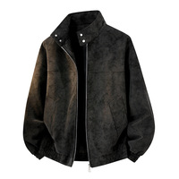 Veste grise premium à col montant pour homme en similicuir PU, manteau personnalisé pour l'automne, style streetwear