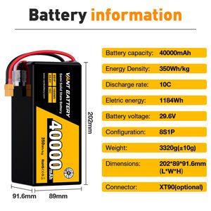 Плотность энергии 400 Вт/кг, литий-фиолетовый аккумулятор 29,6 В 12,5/20/22/30/33/39/40Ah 8S для аэрофотосъемки и промышленных дронов - Product Image 6