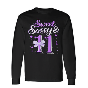 T-shirt à manches longues Sweet Sassy pour 11e anniversaire, design avec nœud violet, pour filles de 11 ans - Product Image 2