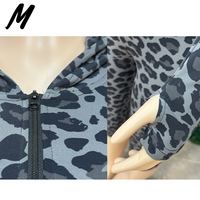 Setelan Dua Potong Motif Hewan Wanita Milady, Hoodie dengan Ritsleting Penuh dan Manset Lubang Ibu Jari, Jaket Celana Capri, Setelan Fashion Streetwear