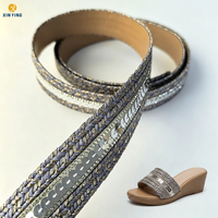 Bahan Atas Sandal Kulit PU Ramah Lingkungan 30MM Custom Fancy Bling Mewah Berhias Payet dan Rhinestone