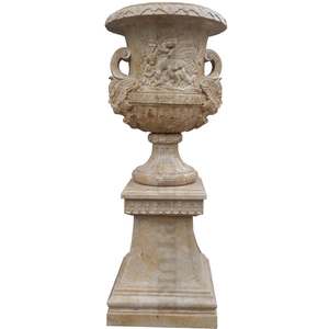 De alta calidad de piedra arenisca <span class=keywords><strong>Beige</strong></span> Simple y estilo clásico maceta en Stock para jardín - Product Image 4
