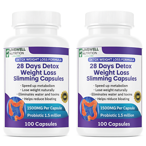 Livewell 28 Days Detox Capsules Minceur et Perte de Poids 1500MG Lot de Deux (100 Capsules Chacun) - Product Image 3