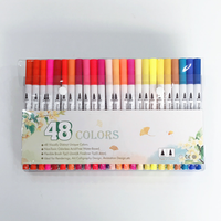 Marqueurs d'art imperméables à logo personnalisé, 24 couleurs, non toxiques, stylo à peinture à double pointe, pinceau fin, ensemble de dessin pour artistes et étudiants