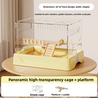 Grande cage à hamster en bois et acrylique transparent avec plateforme pour maison chaude d'hiver pour hamster syrien nain
