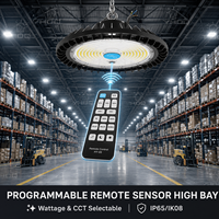 Lámpara LED Inteligente UFO IP65 para Techos Altos, 60-300W, Ajustable, con Sensor de Radar de Microondas, Regulable, 110-277V, Iluminación Industrial para Almacenes