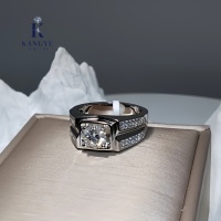 Unisex 925 Sterling Silber Hip-Hop-Stil Cluster Moissanit-Ring - Runder Brillantschliff 1CT3CT Statement-Ring mit Seitenakzenten für Hochzeiten