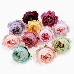 Fiore artificiale personalizzato all'ingrosso a buon mercato In boccioli di rosa sfusi vari colori matrimonio decorativo casa fai da te teste di fiori artificiali