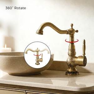 <span class=keywords><strong>Rubinetto</strong></span> Classico Antico per Lavabo Bagno, Miscelatore <span class=keywords><strong>Acqua</strong></span> <span class=keywords><strong>Calda</strong></span> <span class=keywords><strong>e</strong></span> <span class=keywords><strong>Fredda</strong></span> - Product Image 4