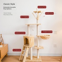 Grand arbre à chat et lit pour chat, griffoir en bois à 5 niveaux, plateformes de saut pour usage intérieur - Modèle MT05 pour le commerce international en gros