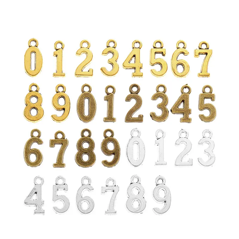 10pcs/set Antique Metal Charms 0-9 Number Alloy Pendant Charm Jewelry Making Memorial Day Jewelry Accessories S110